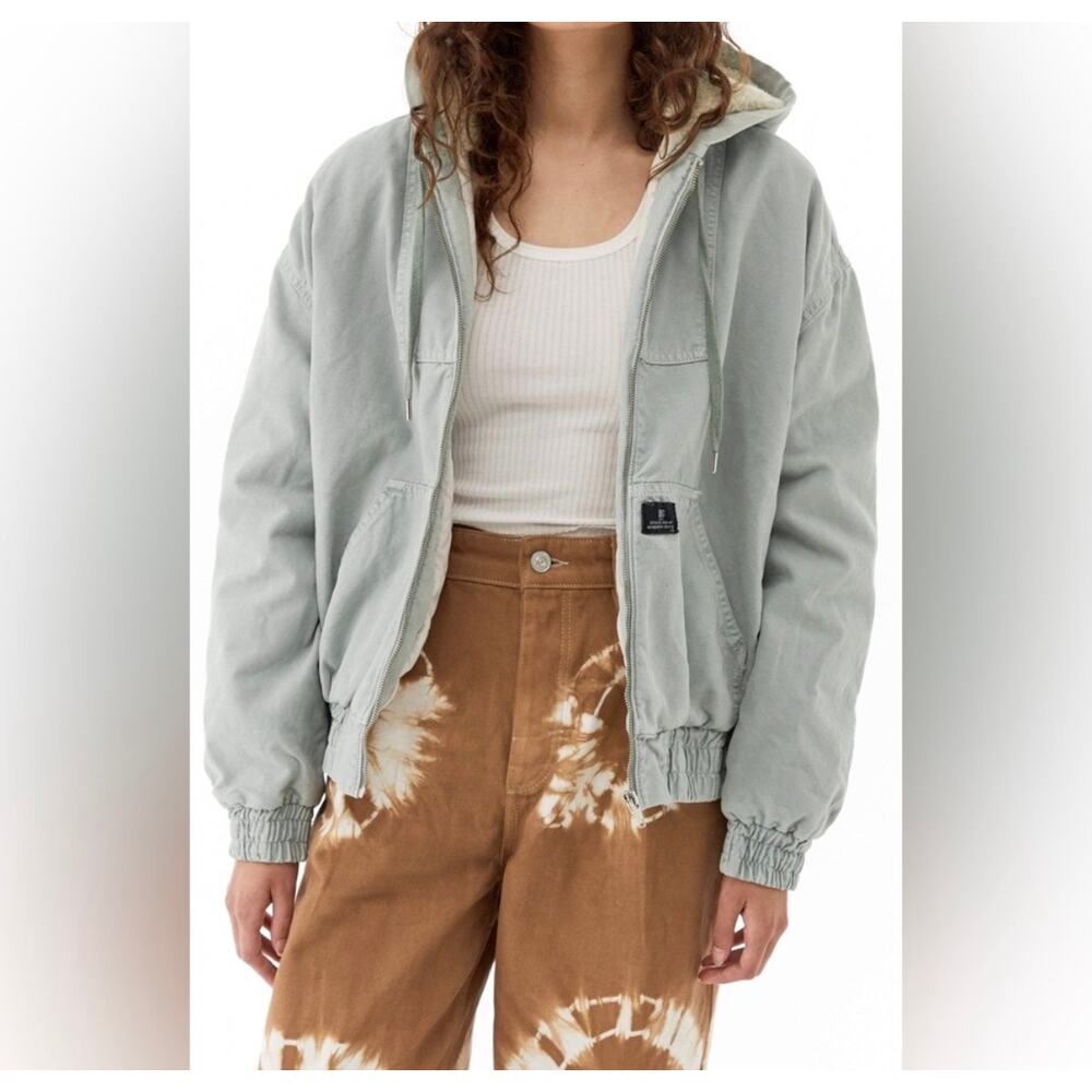 Urban Outfitters BDG Sage Green Heavyweight Canvas Zip-Up Bomber Jacket Winter
